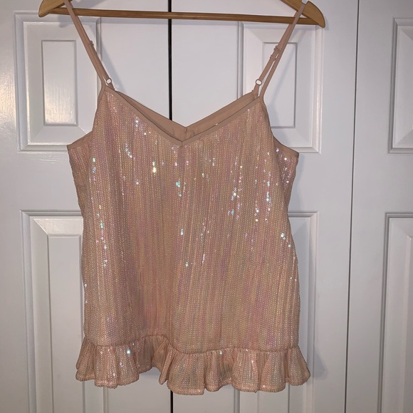 Brand New Anthropologie Peach Sequined Camisole. - Picture 1 of 5